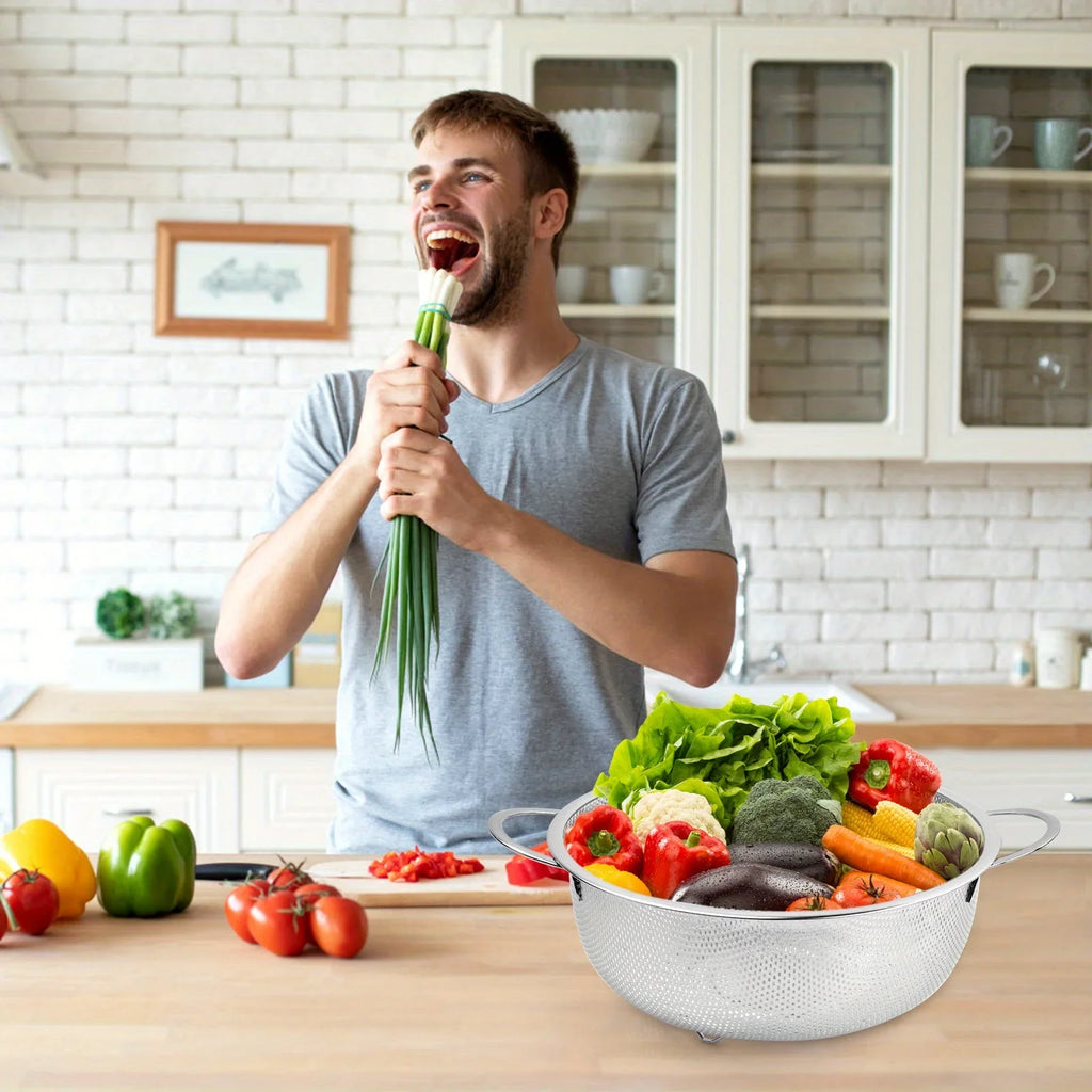 Kitchen Colander Fruit Wash Strainer Stainless Steel Strainer Basket Vegetable Washing Colander