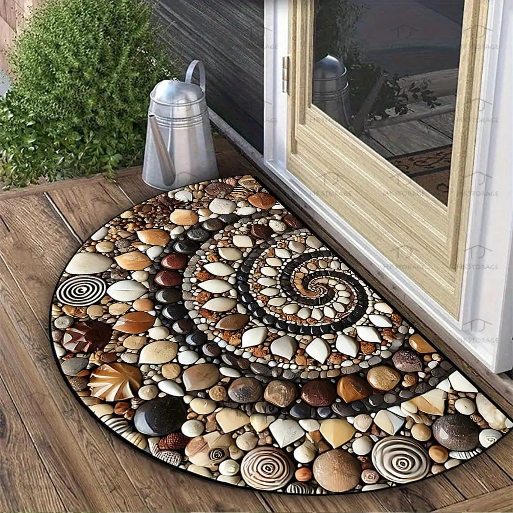 VIKAMA Flower Floor Mats Half Circle Printed Dirty Resistant