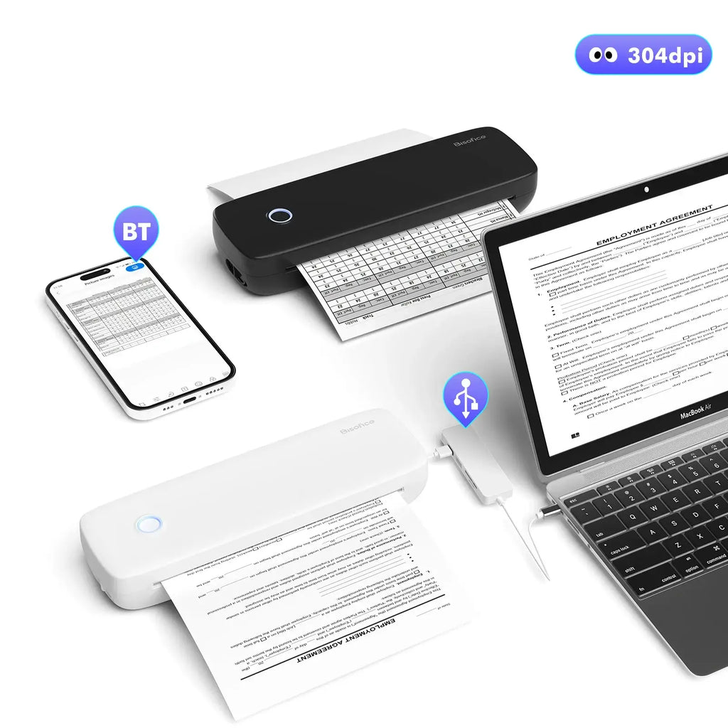 Portable Thermal Transfer Printer Wireless Connect with Mobile Computer