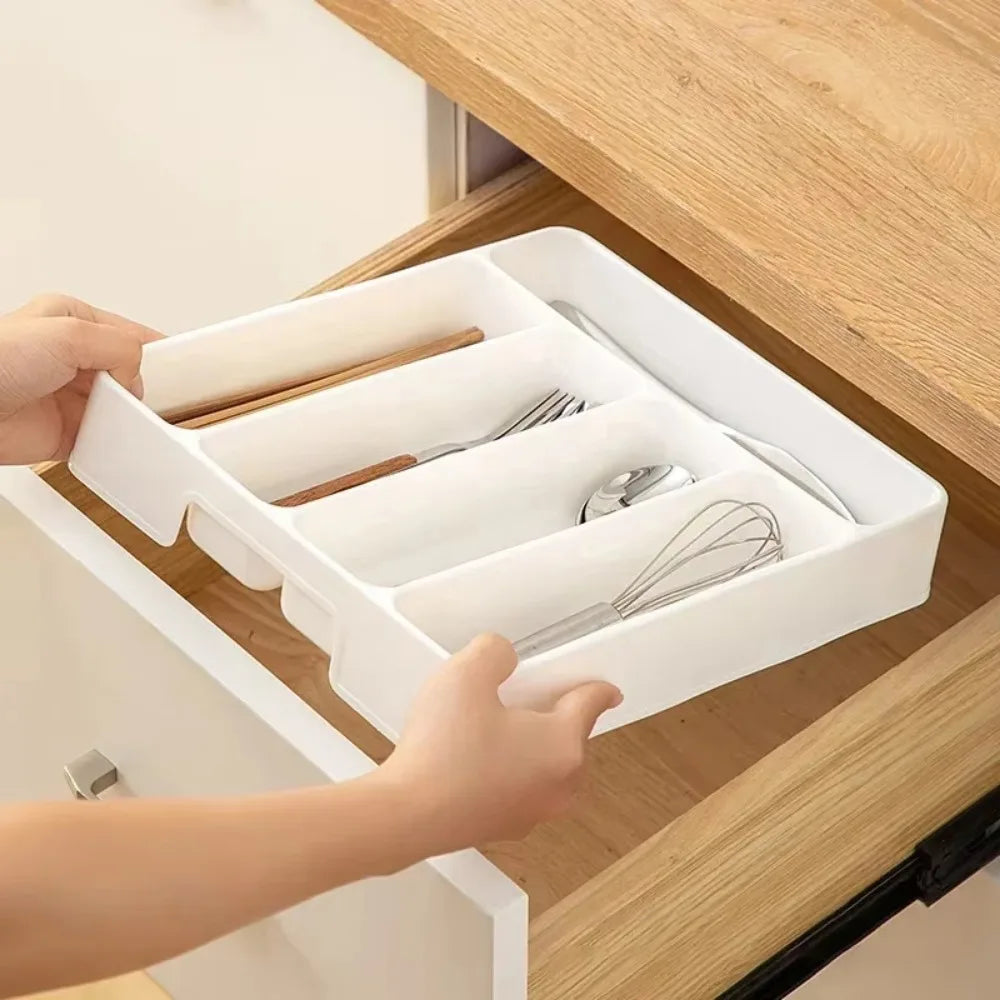 Multi Compartment Cutlery Tray Kitchen Drawer Organizer For Spoons