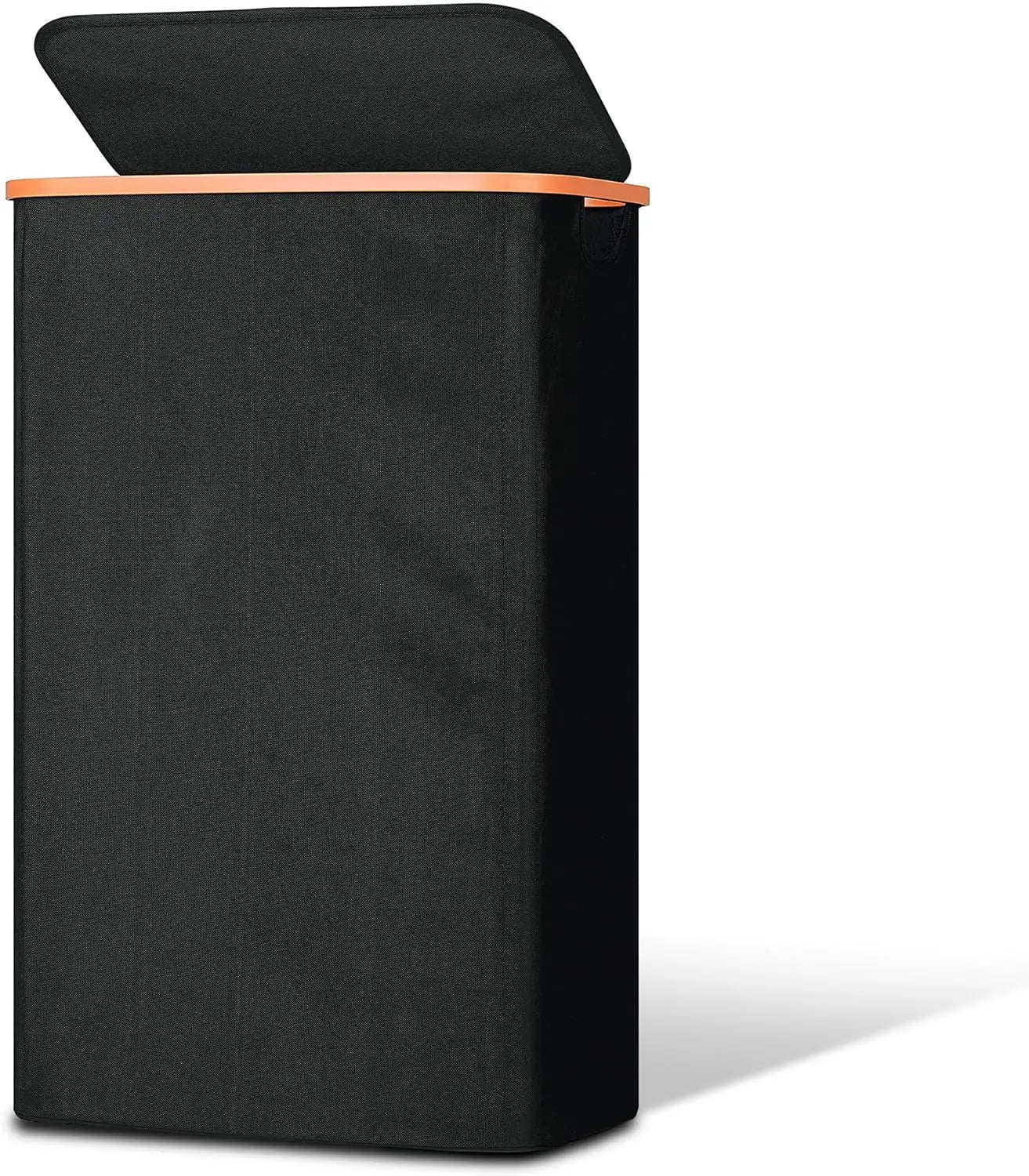 Slim Laundry Basket with Lid, Narrow Hamper for Tight Spaces, 19.8 Gallon Black
