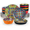 MALACASA Ceramic Dinnerware Set Bohemian Style For Six