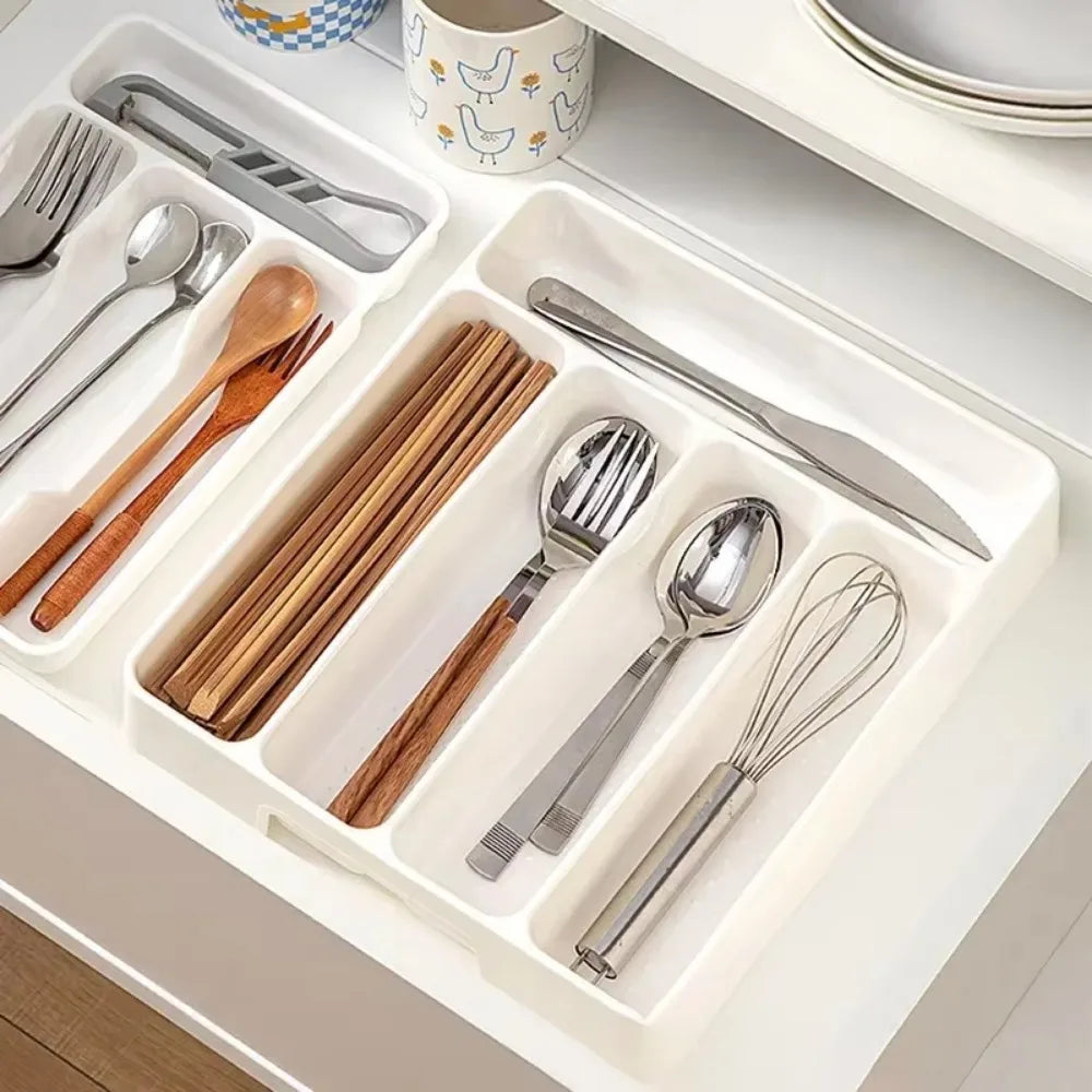 Multi Compartment Cutlery Tray Kitchen Drawer Organizer For Spoons
