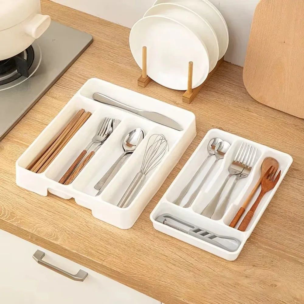 Multi Compartment Cutlery Tray Kitchen Drawer Organizer For Spoons