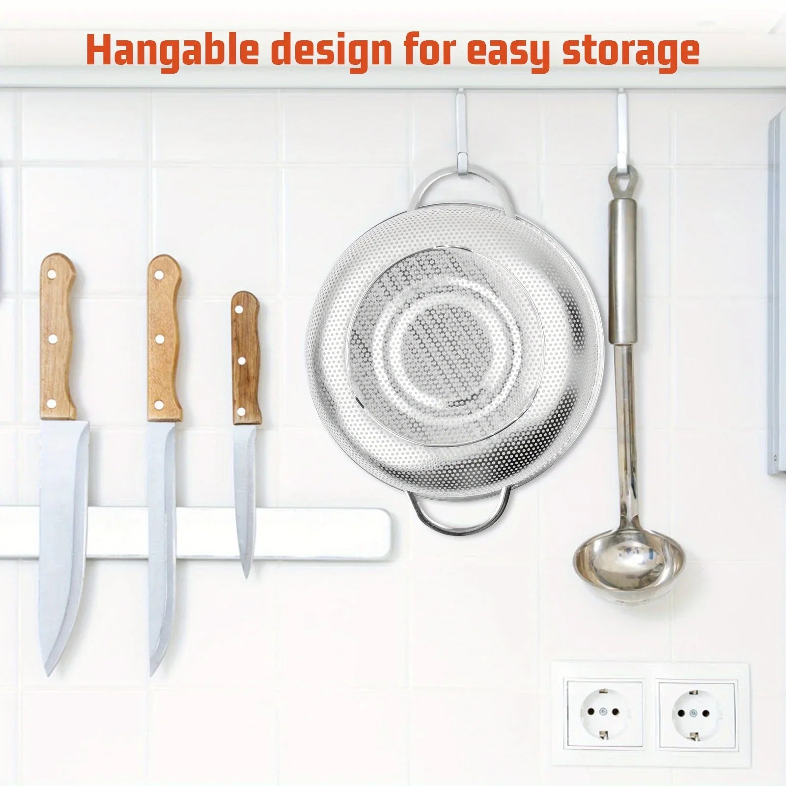 Kitchen Colander Fruit Wash Strainer Stainless Steel Strainer Basket Vegetable Washing Colander