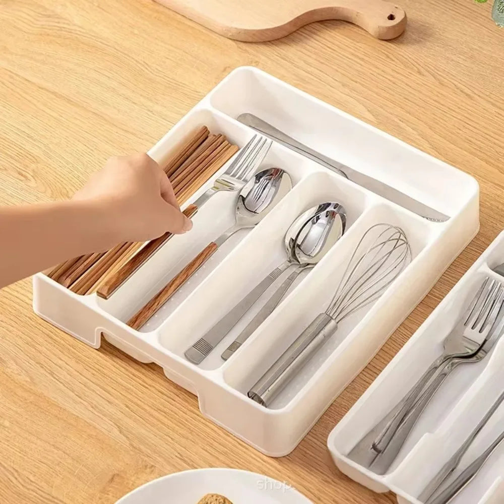 Multi Compartment Cutlery Tray Kitchen Drawer Organizer For Spoons