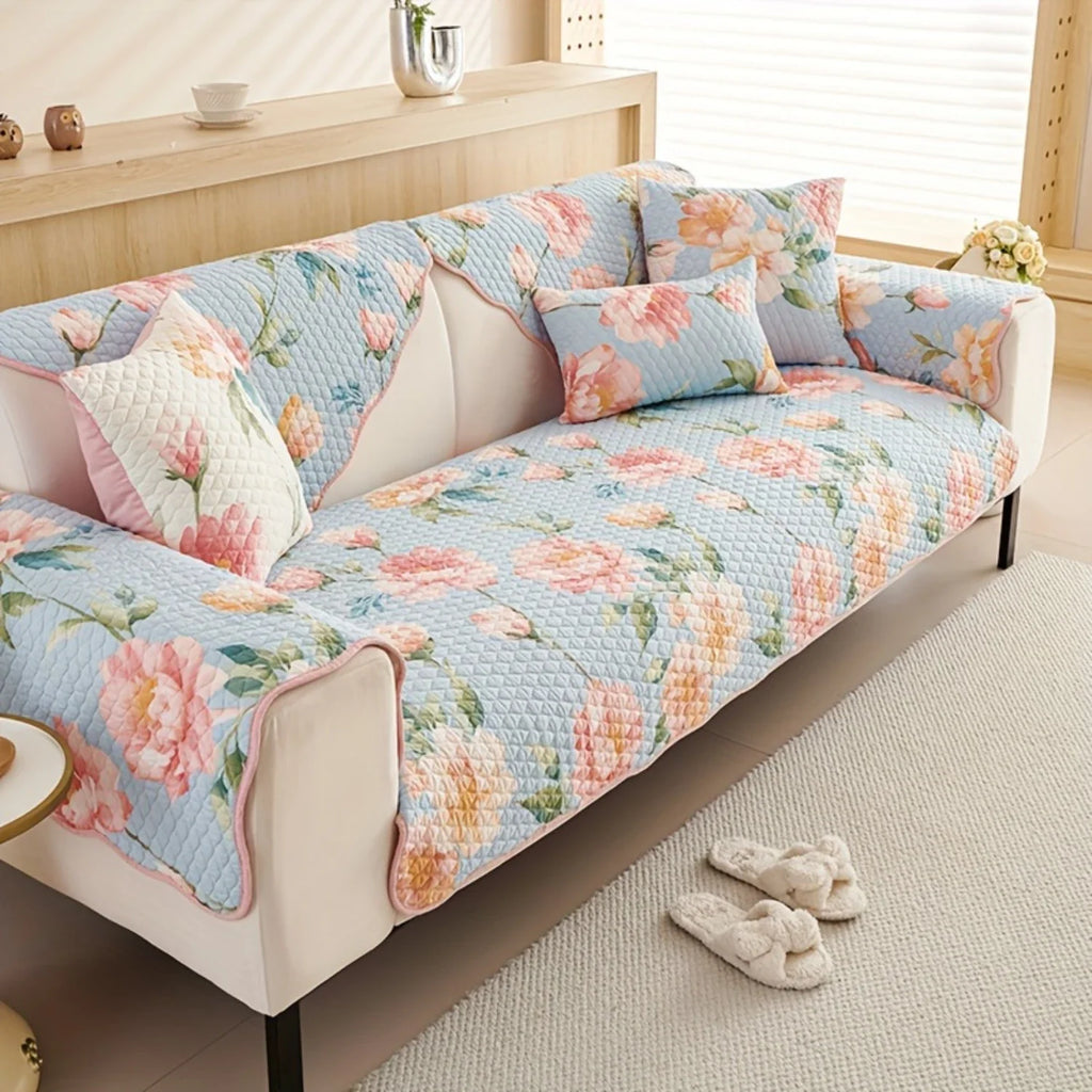 Floral Couch Cover – Dog Proof Linen Sofa Slipcover for Stylish Pet-Friendly Homes