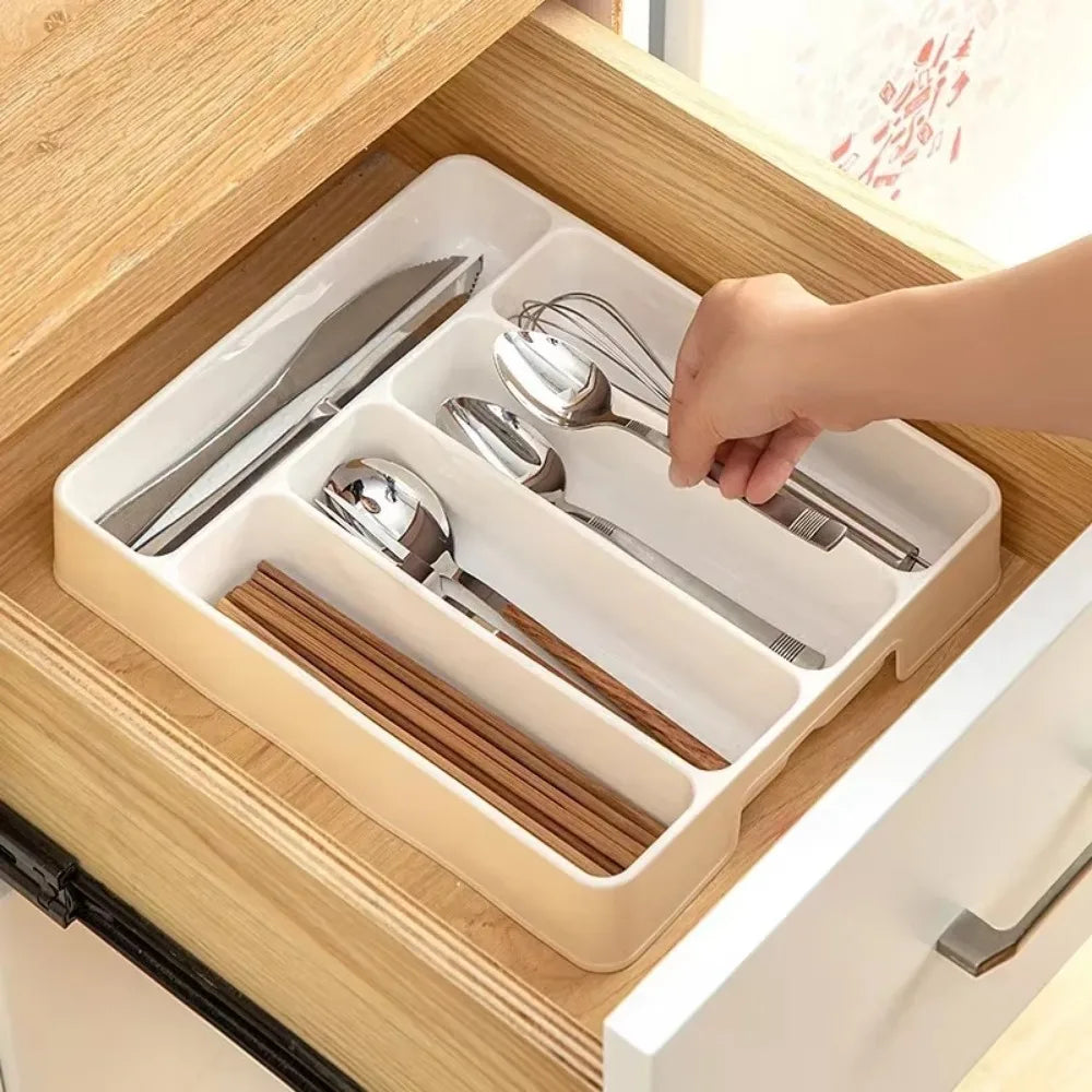 Multi Compartment Cutlery Tray Kitchen Drawer Organizer For Spoons