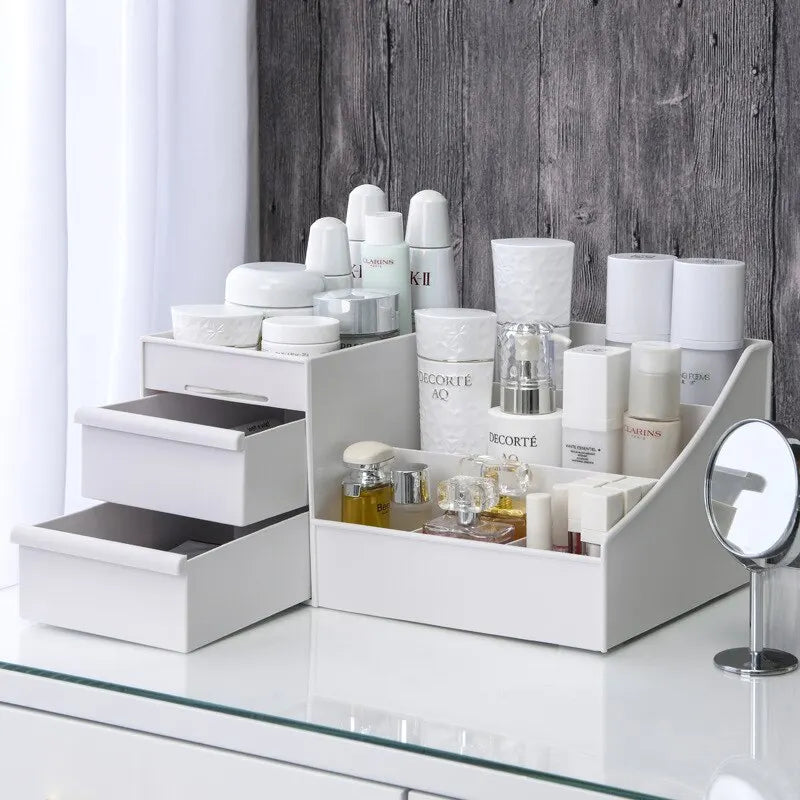 White Drawer Plastic Shelf for Cosmetics Skin Care