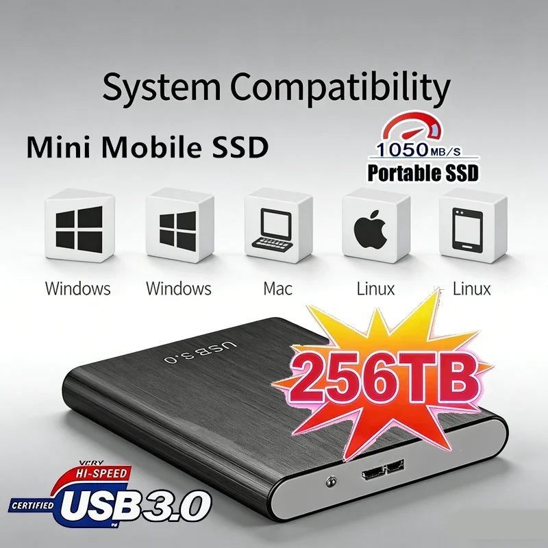USB SSD 256TB Portable High-speed SSD External Hard Drive