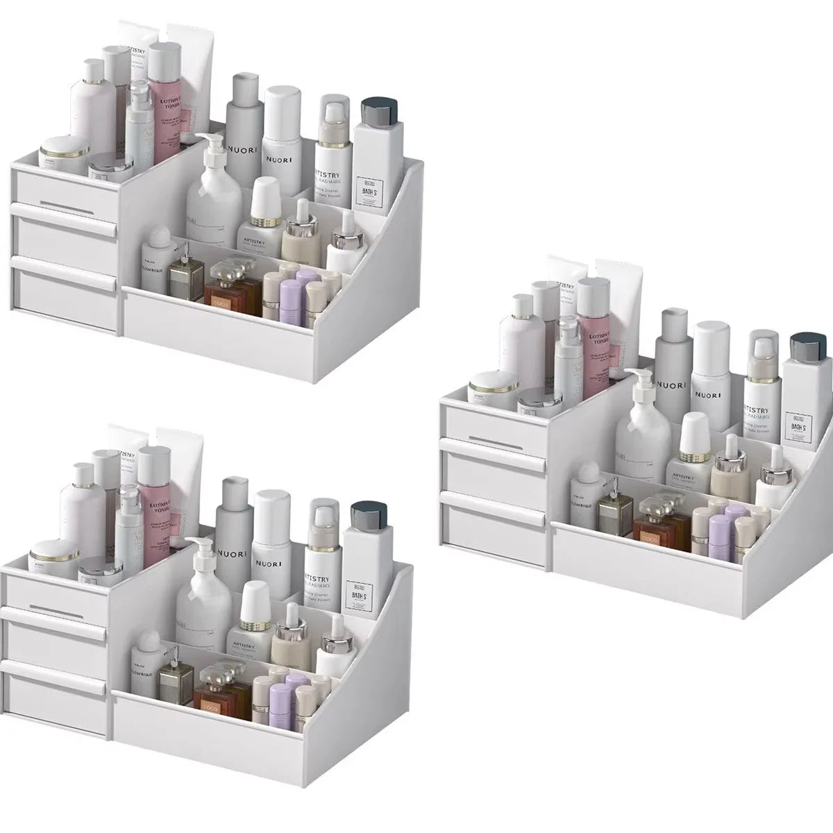 White Drawer Plastic Shelf for Cosmetics Skin Care