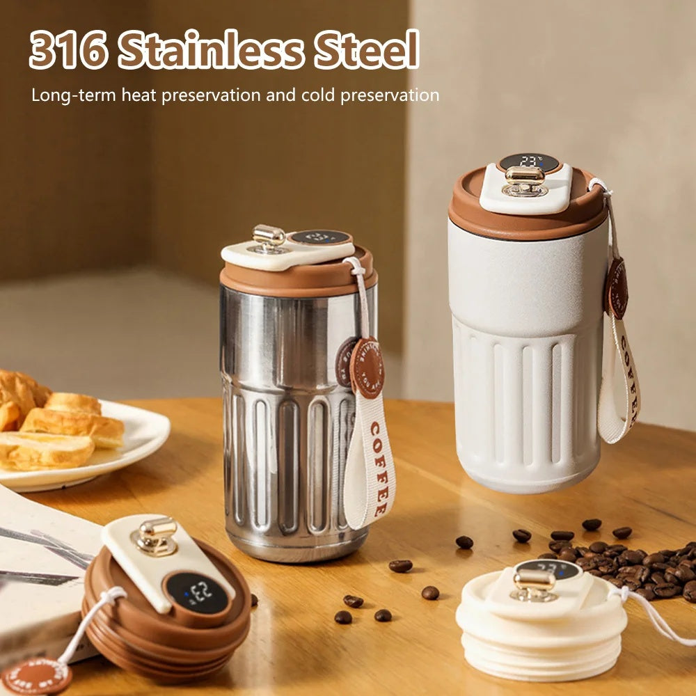 Smart Digital Thermal Bottle Portable Coffee Mug Stainless Steell