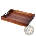 Acacia Wood Serving Tray with Black Metal Handles