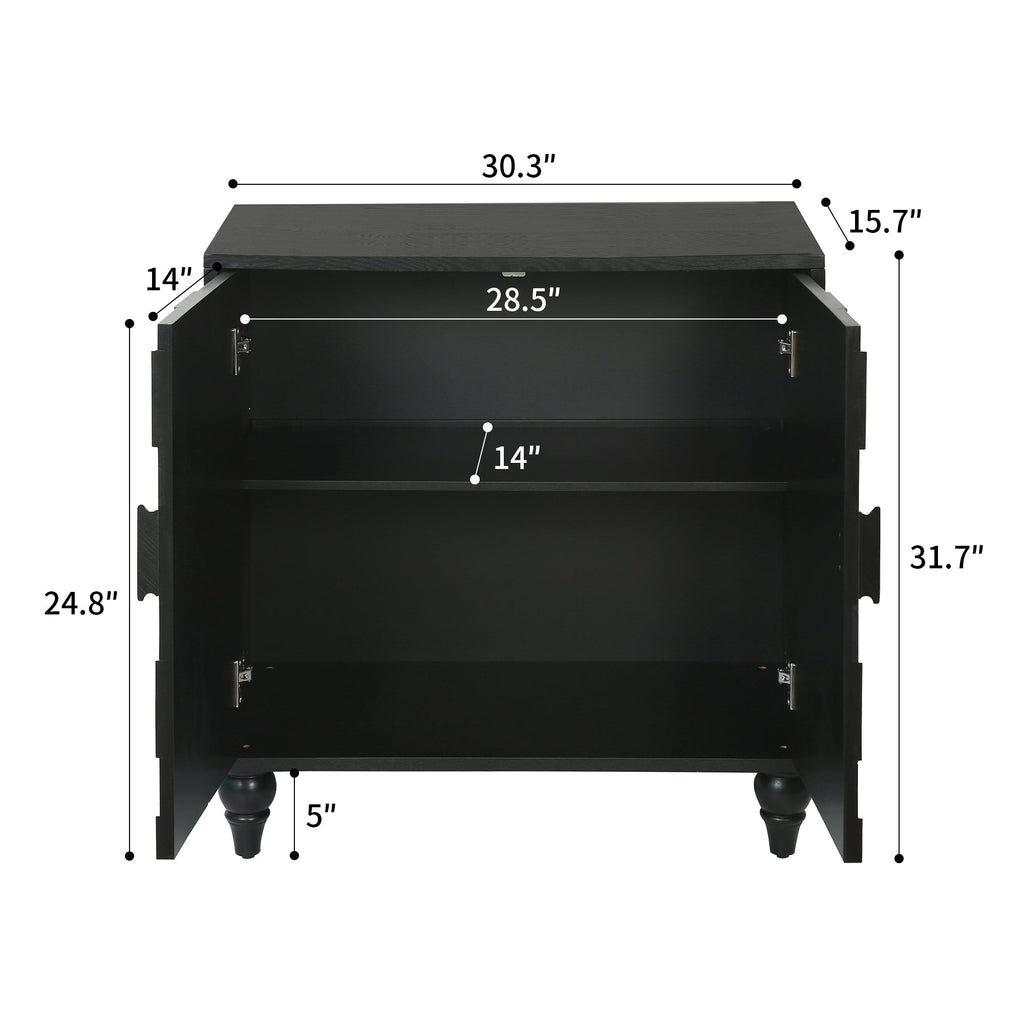 30.31" Sideboard With Honeycomb Pattern, Modern Accent Cabinet