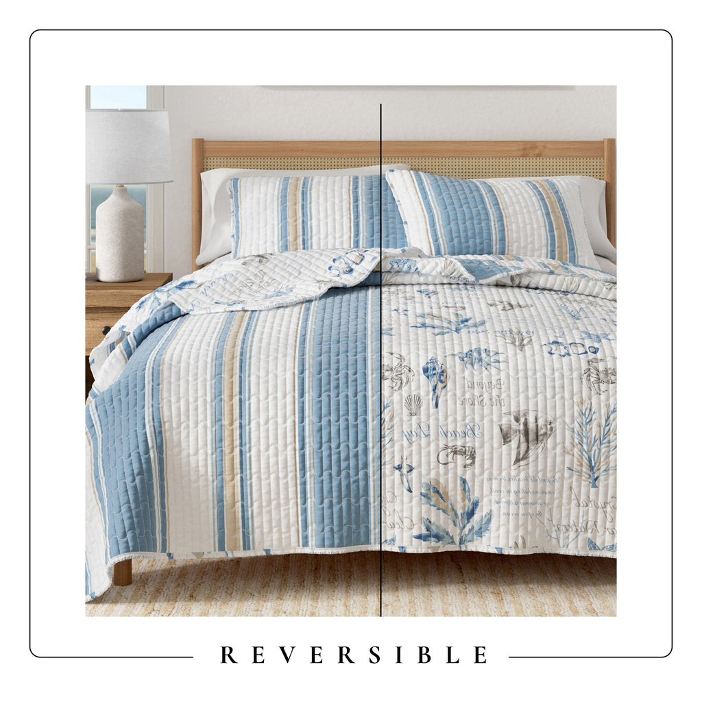 Stripe & Ocean Story Coastal Quilt Set - New Castle Collection