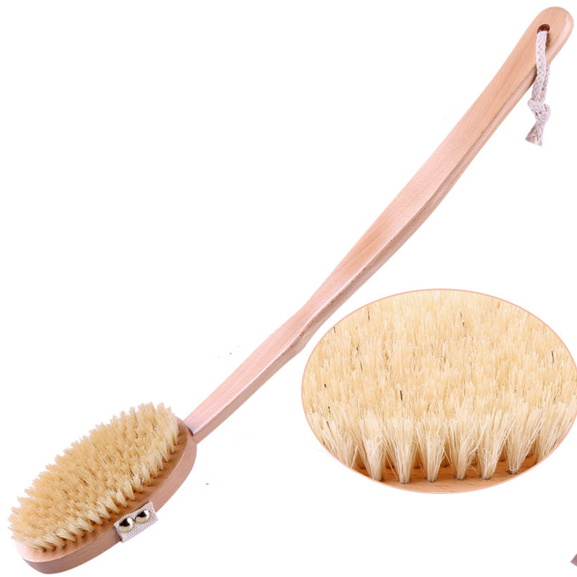 Removable Natural Bristle Bath Brush Exfoliating & Body Dry Brushing