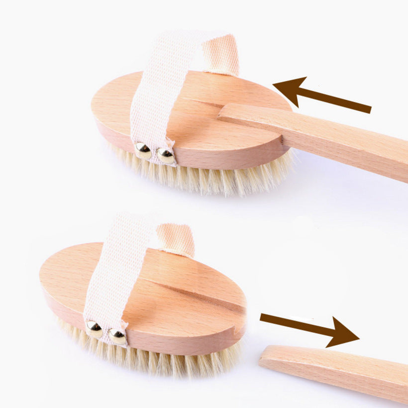 Removable Natural Bristle Bath Brush Exfoliating & Body Dry Brushing