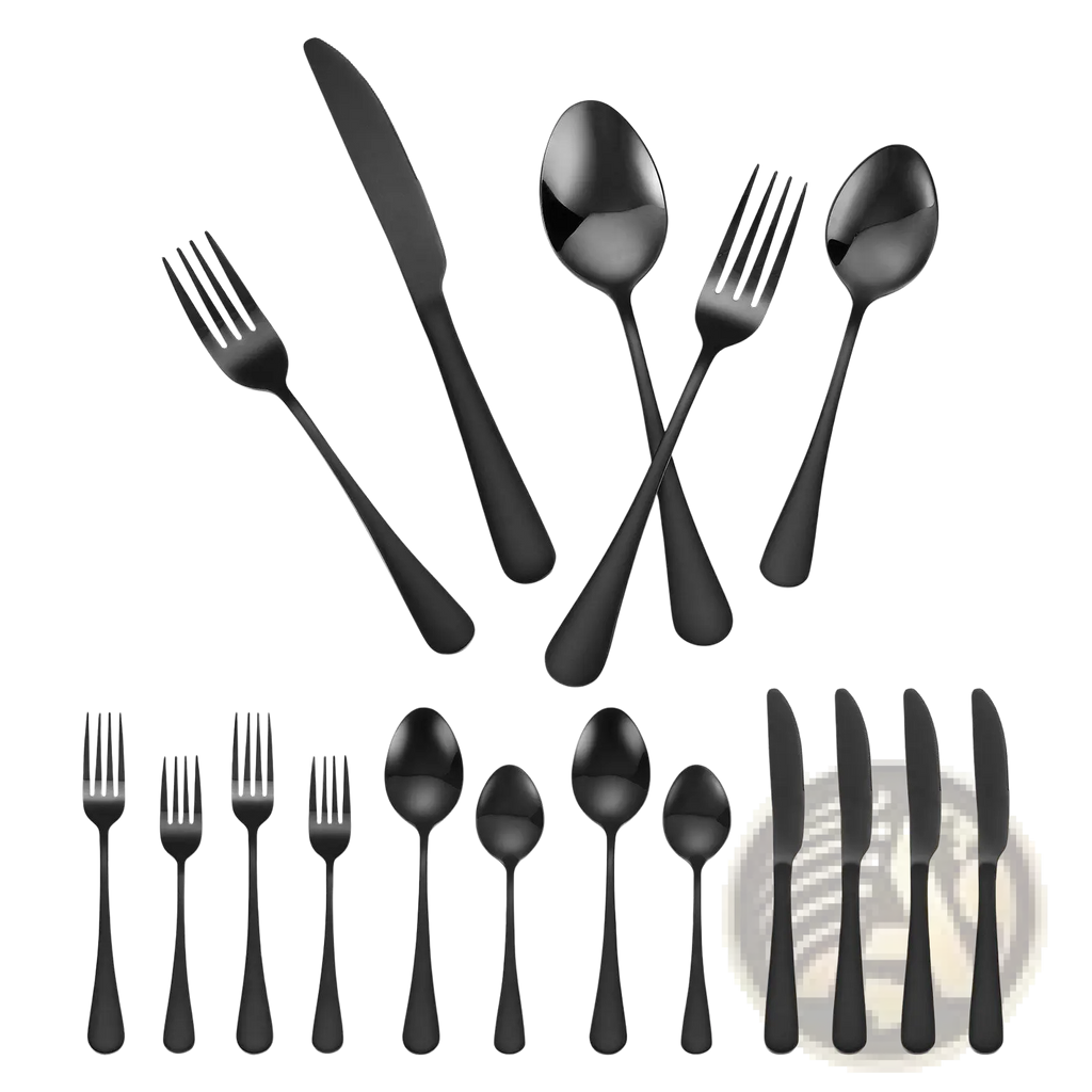 Black Silverware Set 30 Piece Stainless Steel for 6