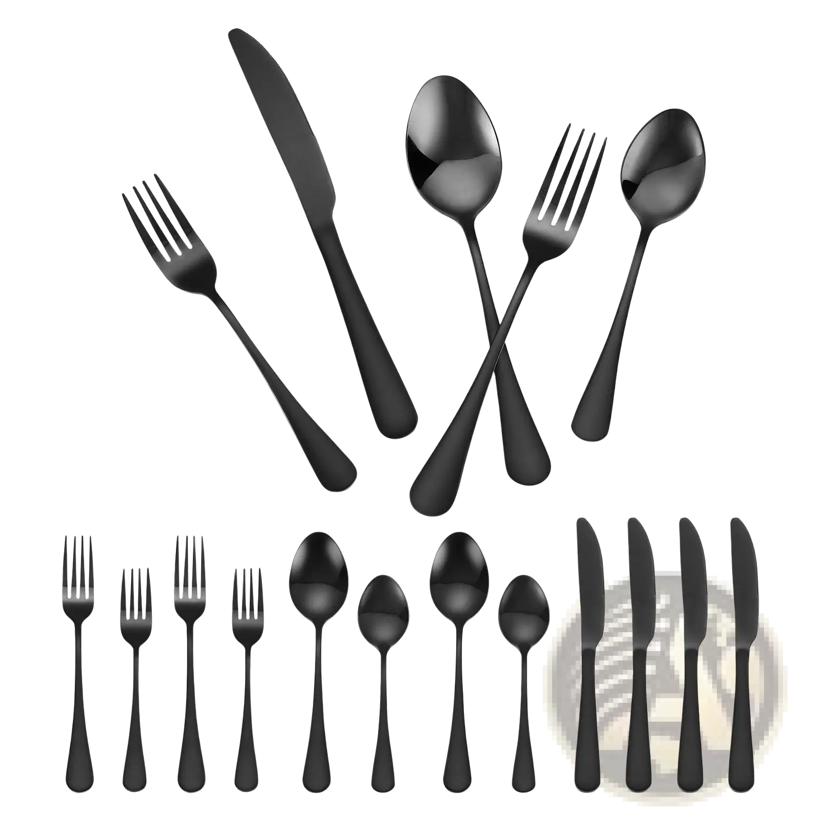 Black Silverware Set 30 Piece Stainless Steel for 6