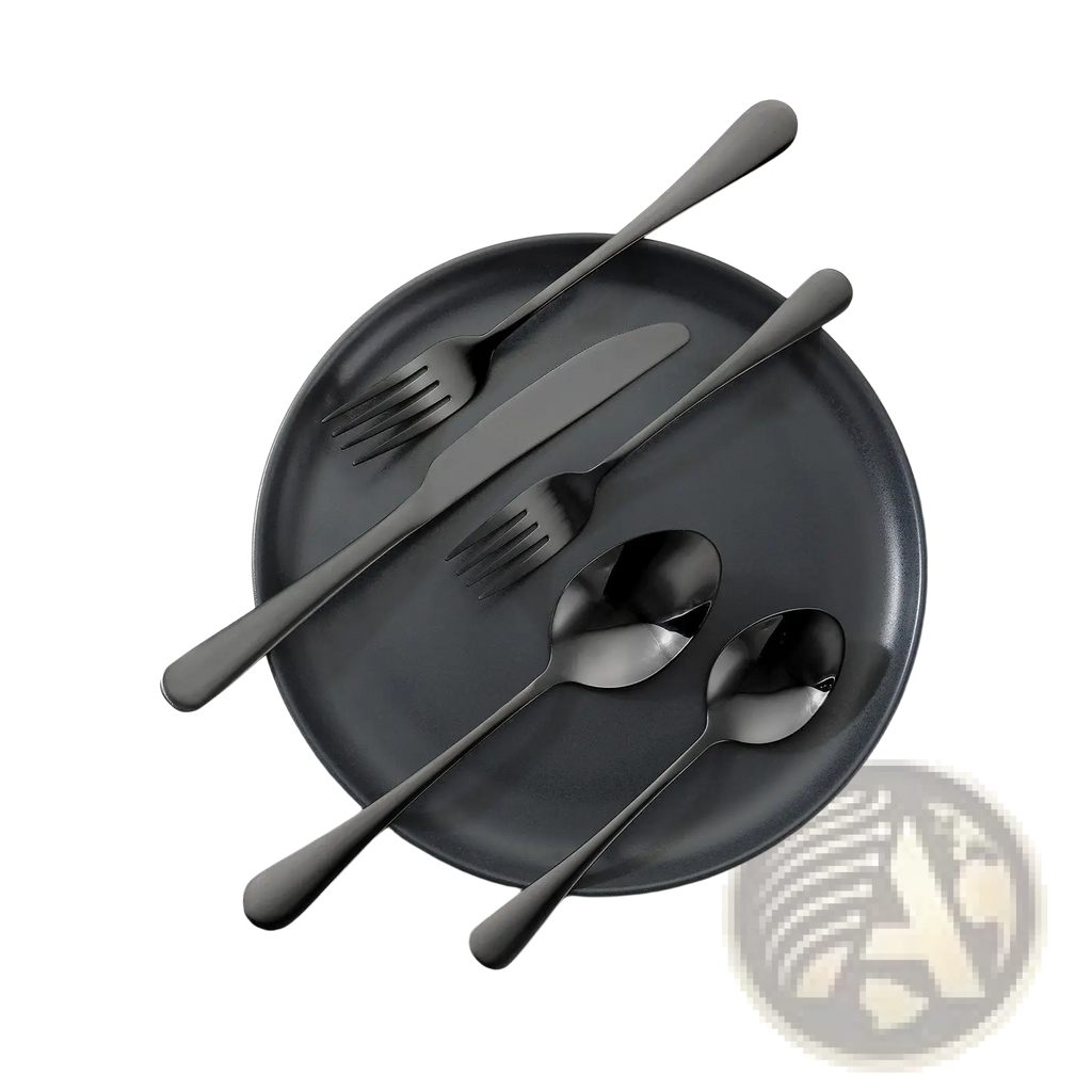 Black Silverware Set 30 Piece Stainless Steel for 6