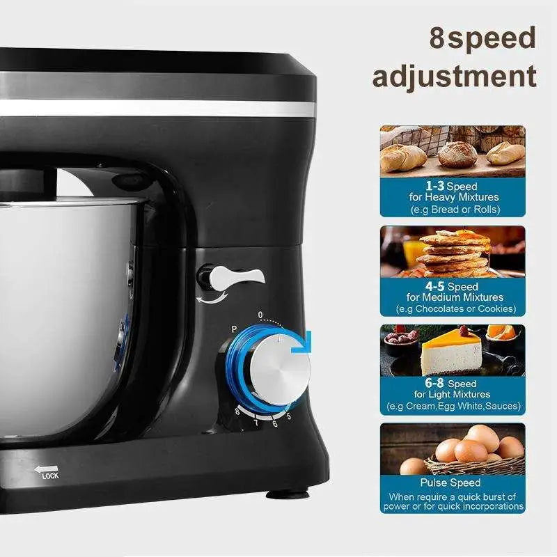 Black Stand Mixer with Stainless Steel Bowl