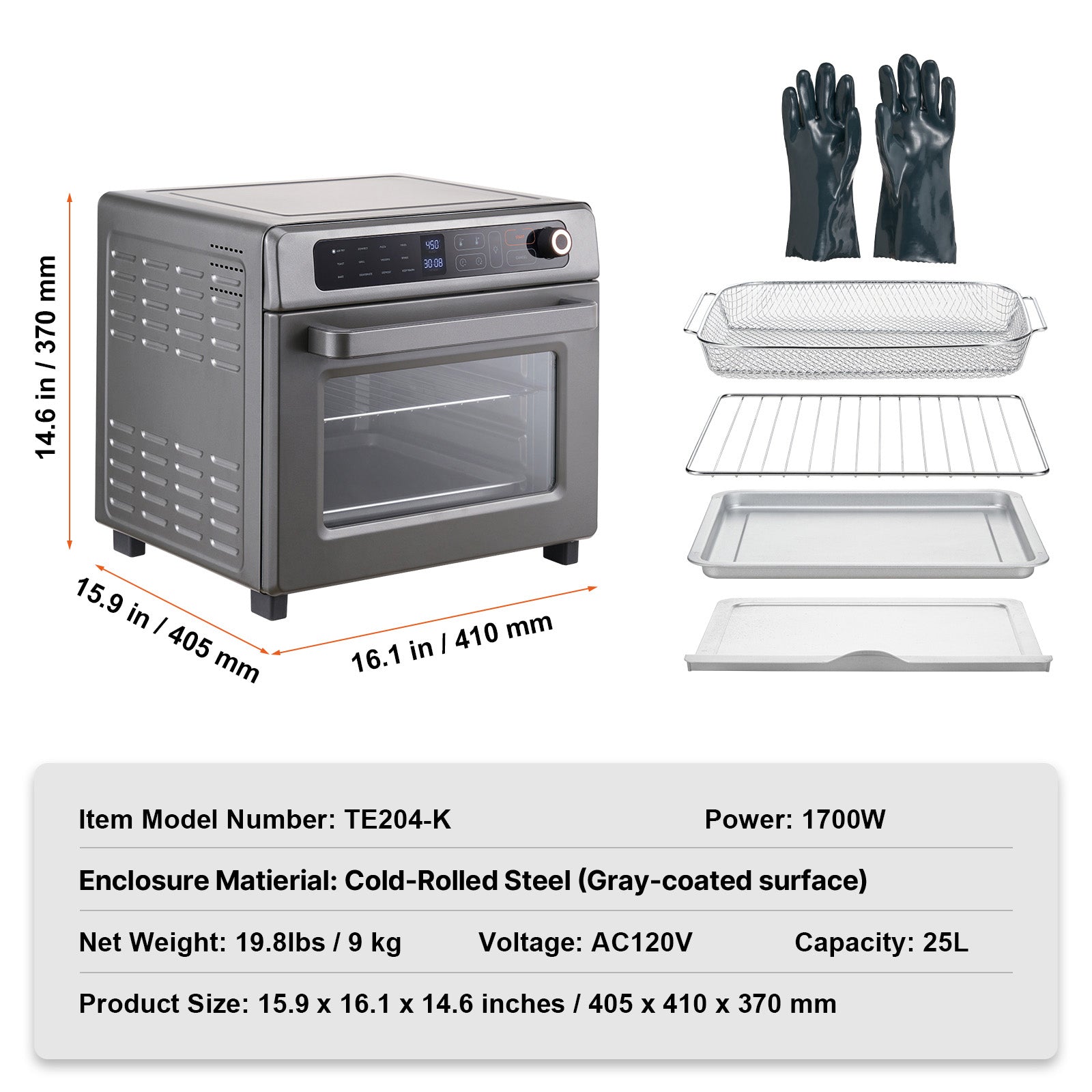 12-IN-1 Air Fryer Toaster Oven, 25L Convection Oven