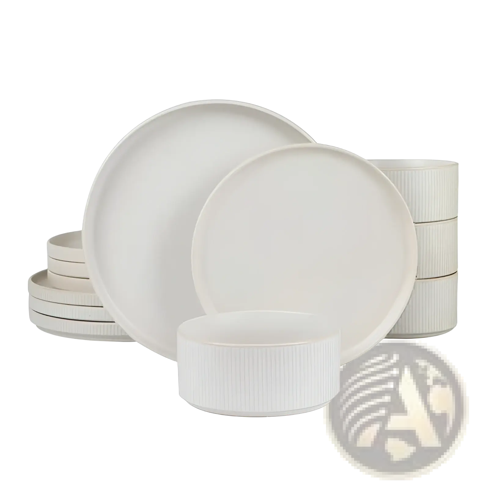 Ceramic Dinnerware Set 16 Piece Vintage Embossed White