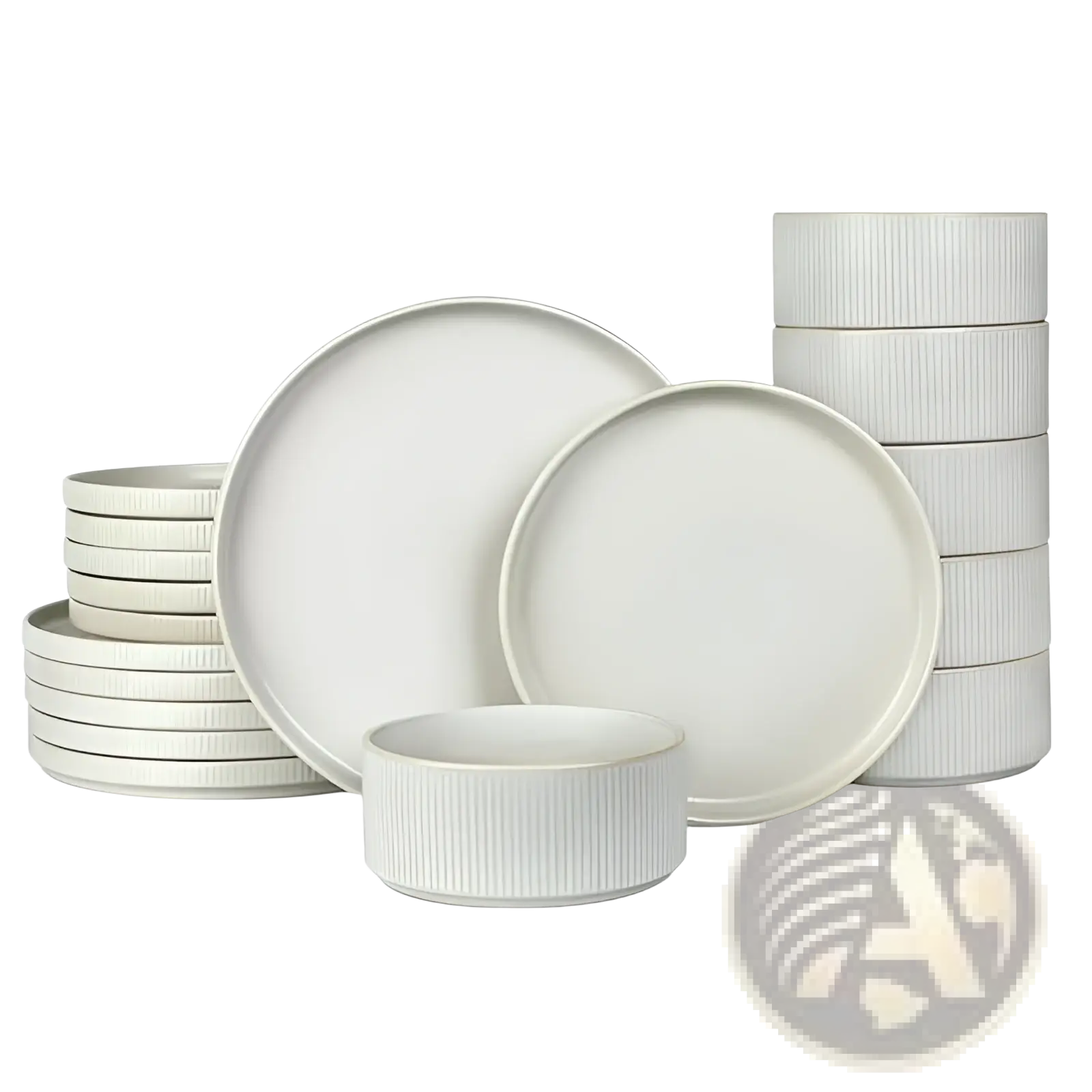 Ceramic Dinnerware Set 16 Piece Vintage Embossed White