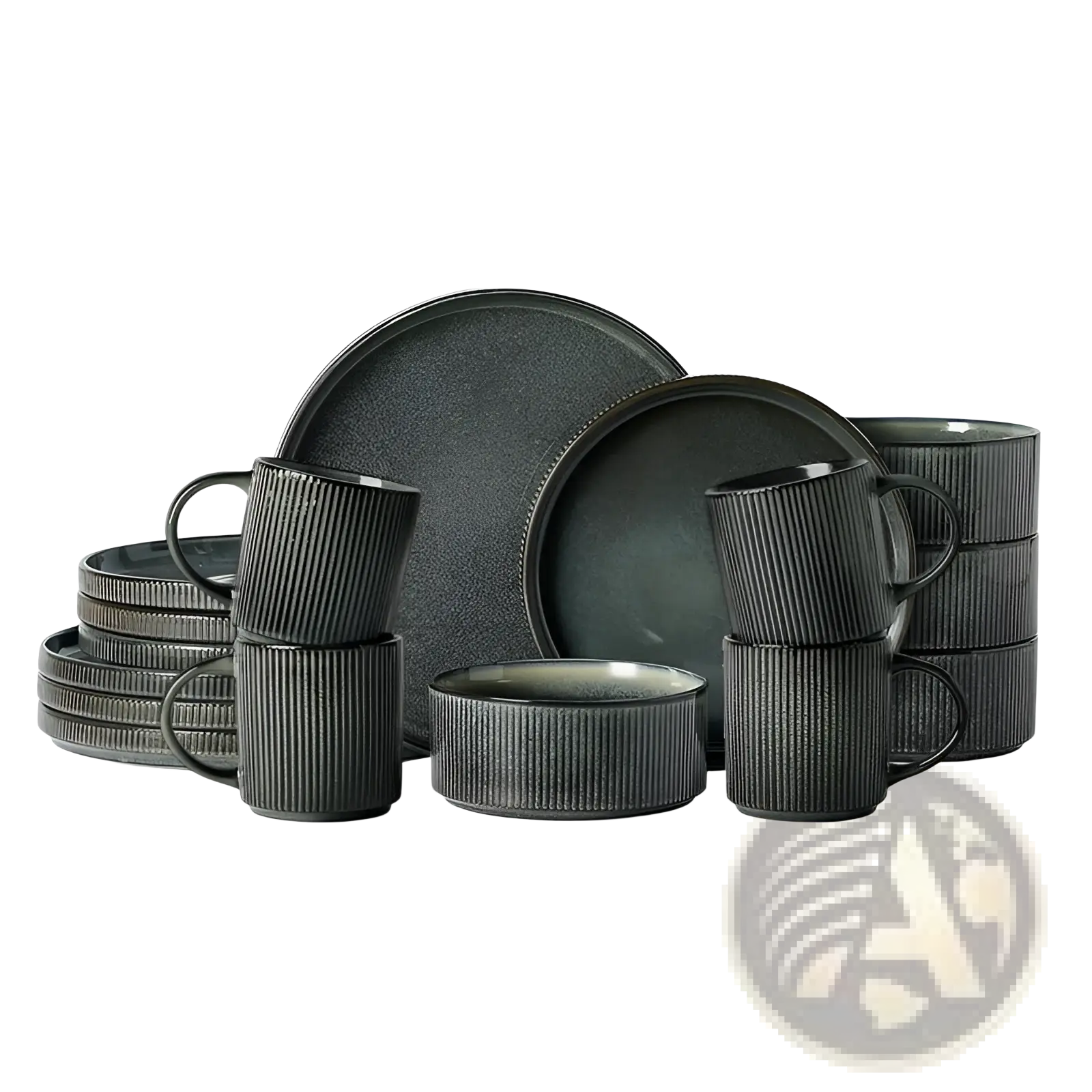Ceramic Dinnerware Set 16 Piece Vintage Embossed White