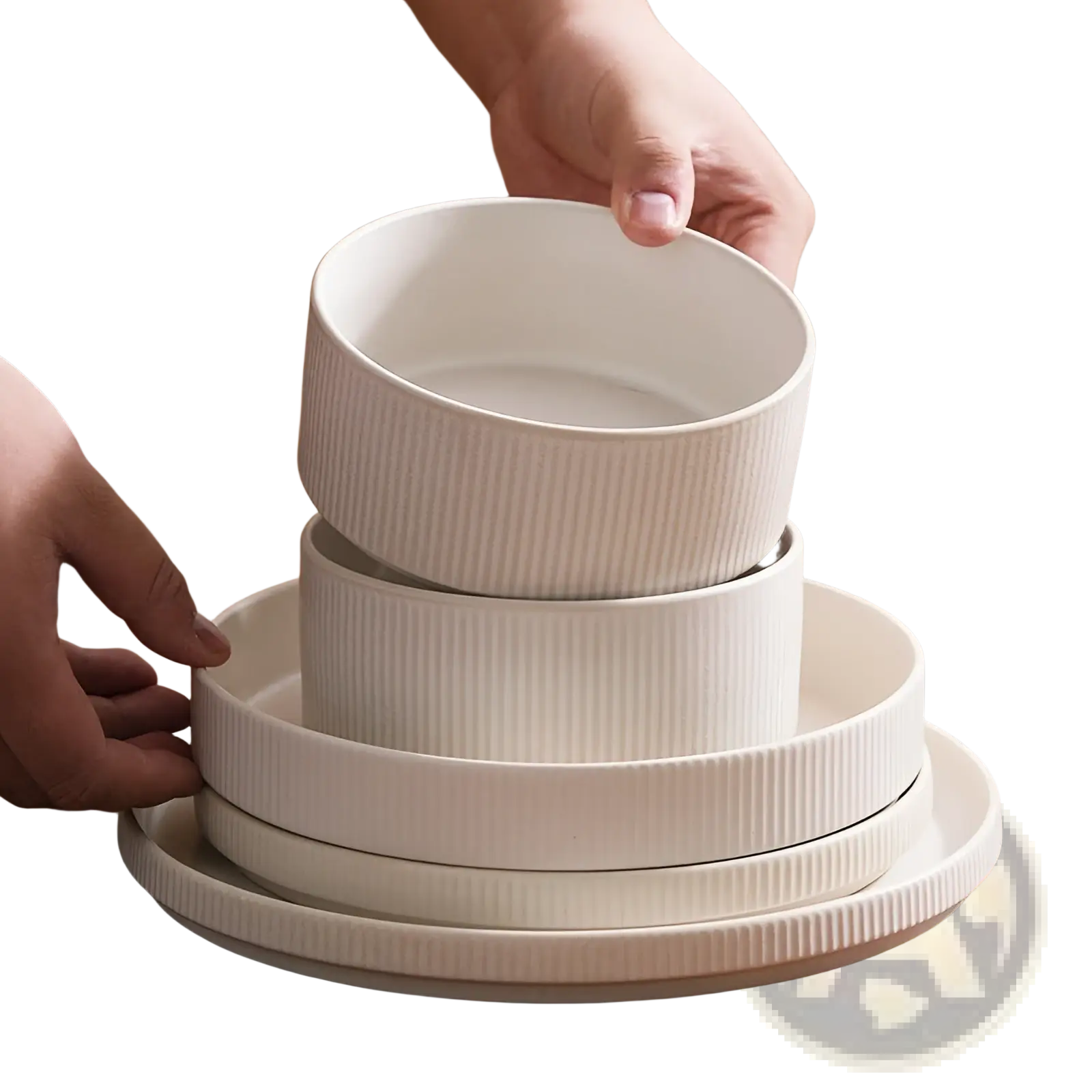 Ceramic Dinnerware Set 16 Piece Vintage Embossed White