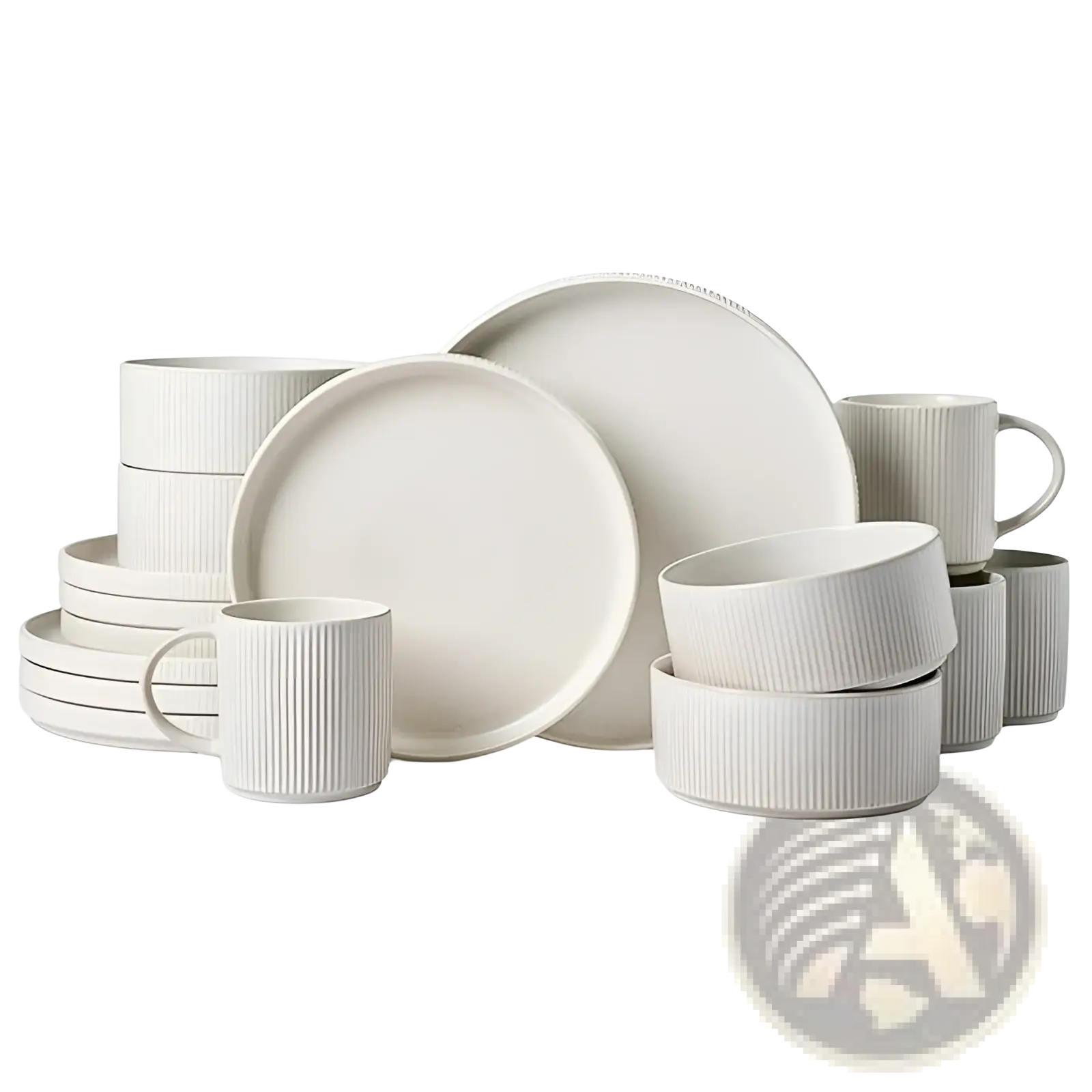 Ceramic Dinnerware Set 16 Piece Vintage Embossed White
