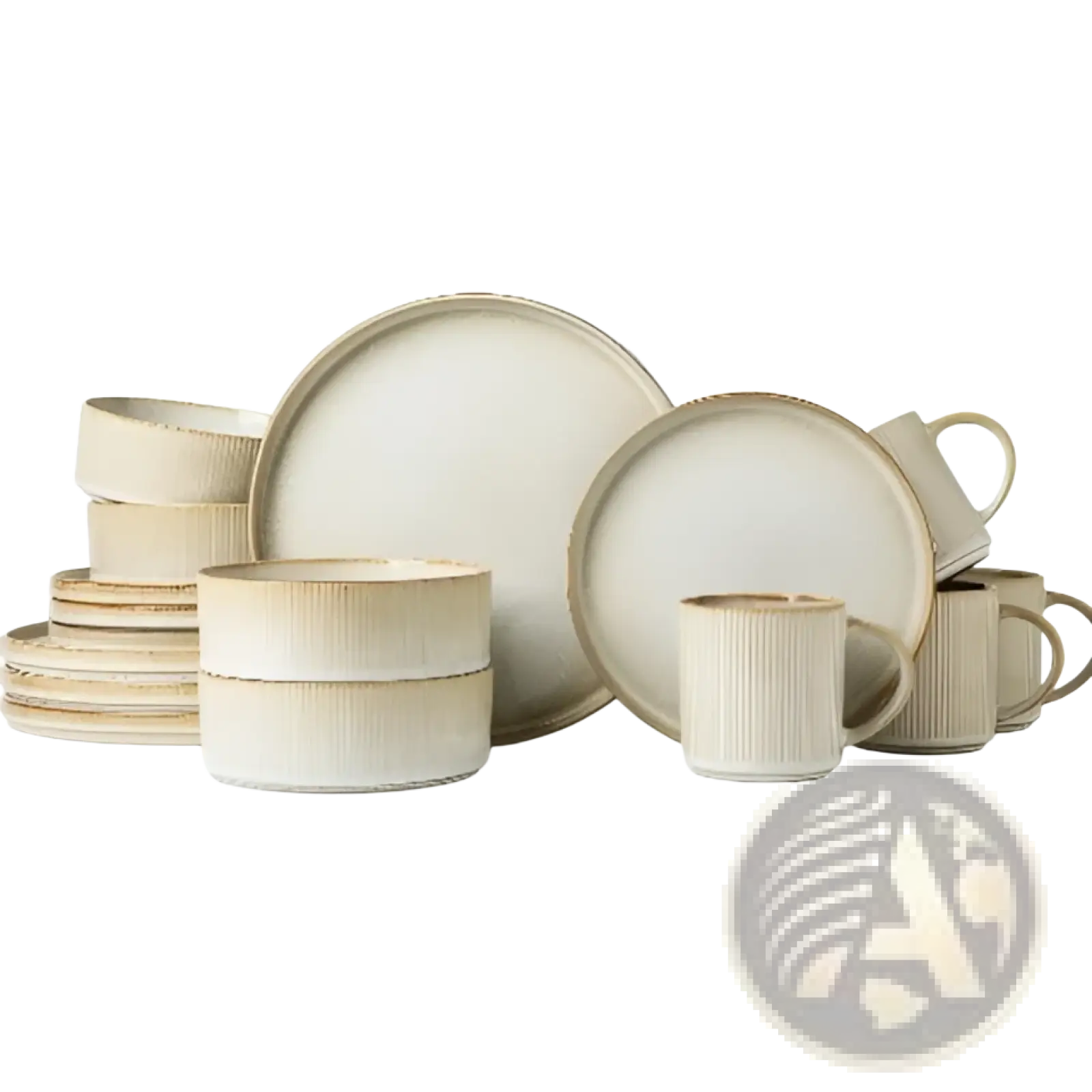 Ceramic Dinnerware Set 16 Piece Vintage Embossed White