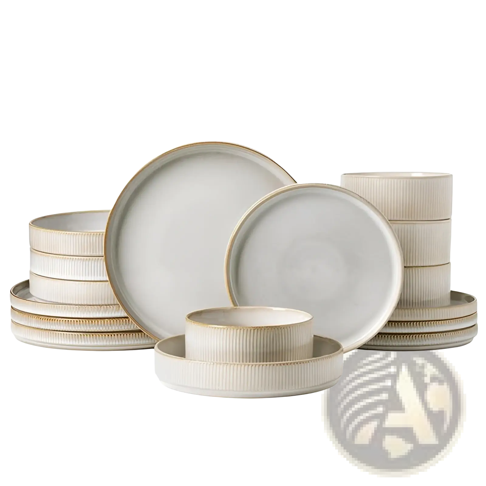 Ceramic Dinnerware Set 16 Piece Vintage Embossed White
