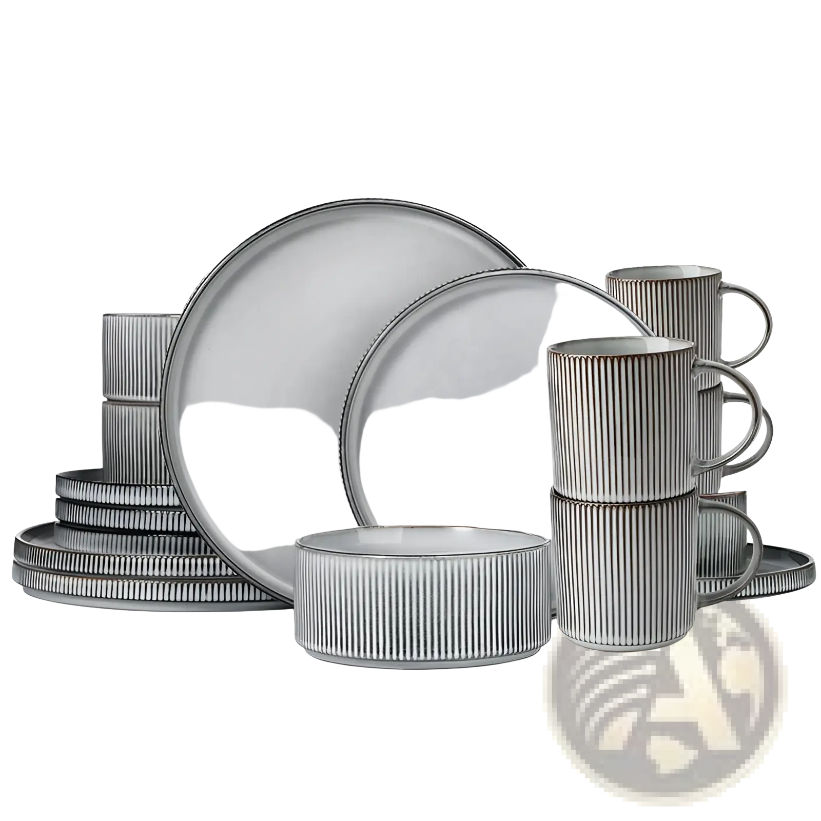 Ceramic Dinnerware Set 16 Piece Vintage Embossed White