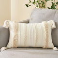 Cushion Cover Cotton Linen Pillowcase Tufted Beige Hand-Woven Throw Pillow Covers