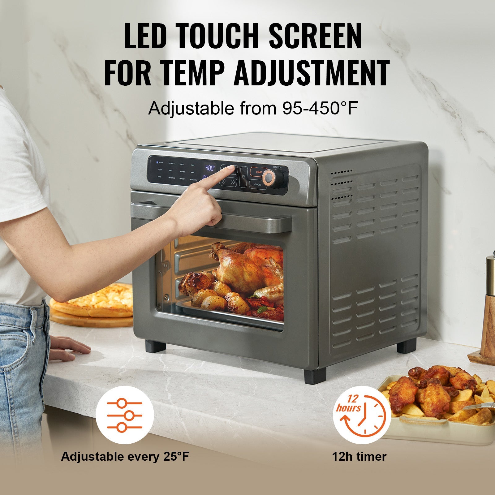 12-IN-1 Air Fryer Toaster Oven, 25L Convection Oven