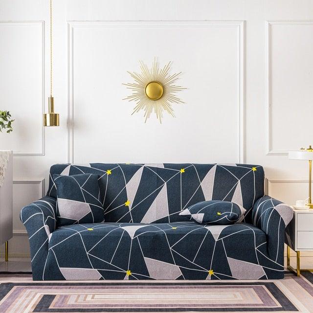 Plain Floral Print Sofa Cover Protector for 3 Cushion Sofa Cover with Separate Cushion Cover