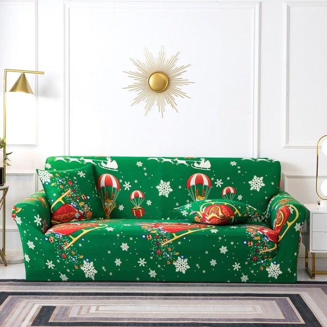 Plain Floral Print Sofa Cover Protector for 3 Cushion Sofa Cover with Separate Cushion Cover