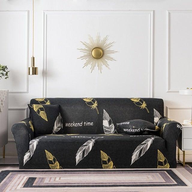 Plain Floral Print Sofa Cover Protector for 3 Cushion Sofa Cover with Separate Cushion Cover