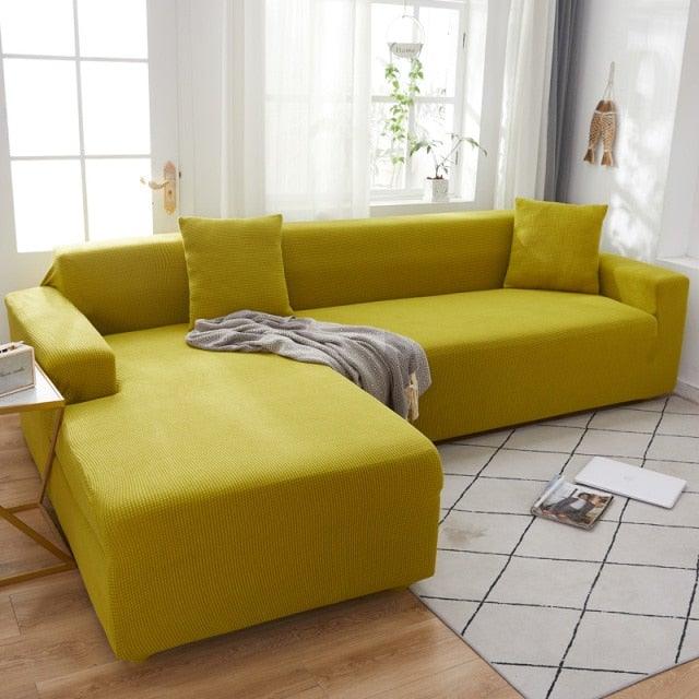 Elegant Elastic Sofa Covers Set for Living Room Chaise Lounge L Shape Corner Stretch Couch Armchair Slipcover Furniture Protector