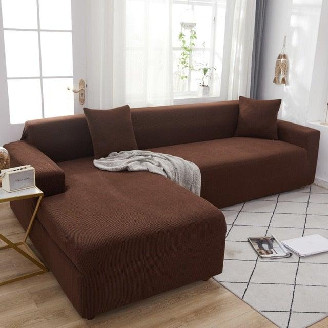 Elegant Elastic Sofa Covers Set for Living Room Chaise Lounge L Shape Corner Stretch Couch Armchair Slipcover Furniture Protector