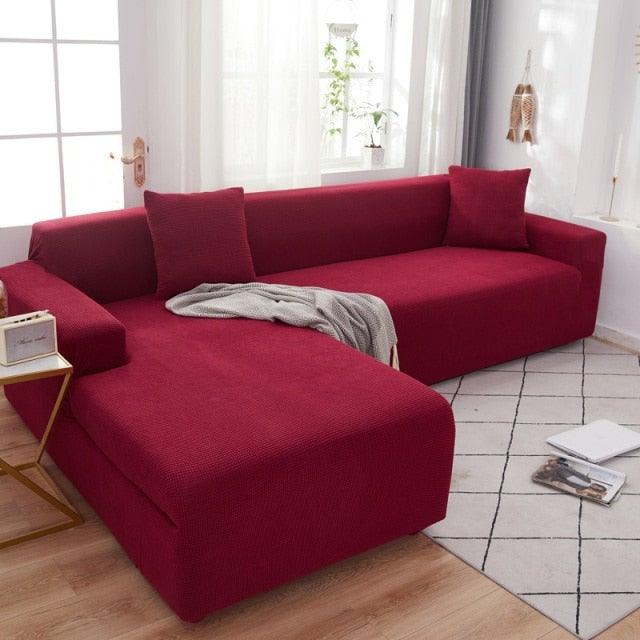Elegant Elastic Sofa Covers Set for Living Room Chaise Lounge L Shape Corner Stretch Couch Armchair Slipcover Furniture Protector