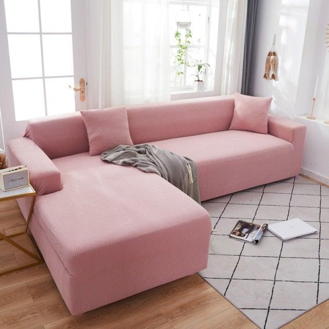 Elegant Elastic Sofa Covers Set for Living Room Chaise Lounge L Shape Corner Stretch Couch Armchair Slipcover Furniture Protector