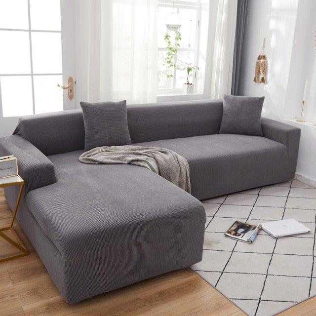 Elegant Elastic Sofa Covers Set for Living Room Chaise Lounge L Shape Corner Stretch Couch Armchair Slipcover Furniture Protector
