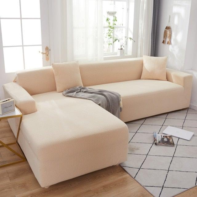 Elegant Elastic Sofa Covers Set for Living Room Chaise Lounge L Shape Corner Stretch Couch Armchair Slipcover Furniture Protector