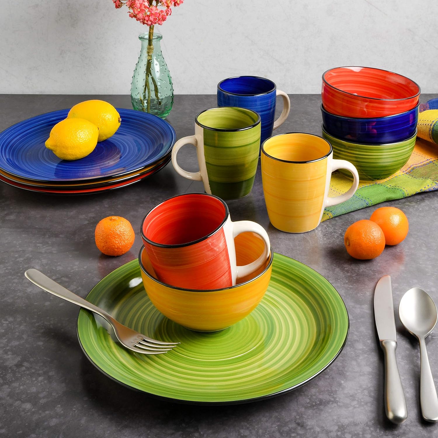Gibson Home Vibes Dinnerware Set Service for 4 (12pcs) Assorted Colors