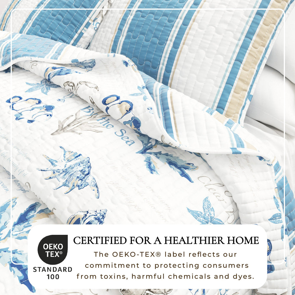 Stripe & Ocean Story Coastal Quilt Set - New Castle Collection