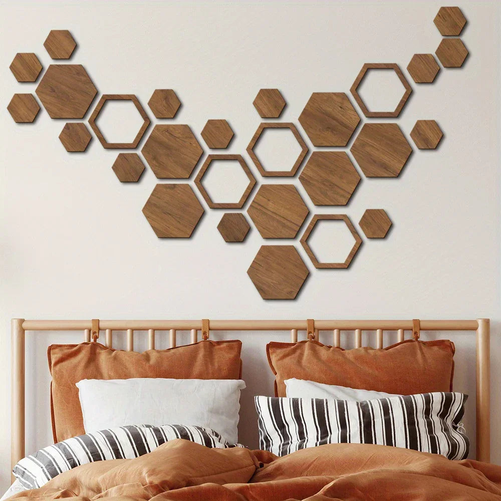 Hexagon Wood Wall Decor Brown Honeycomb Panels for Your Modern Home