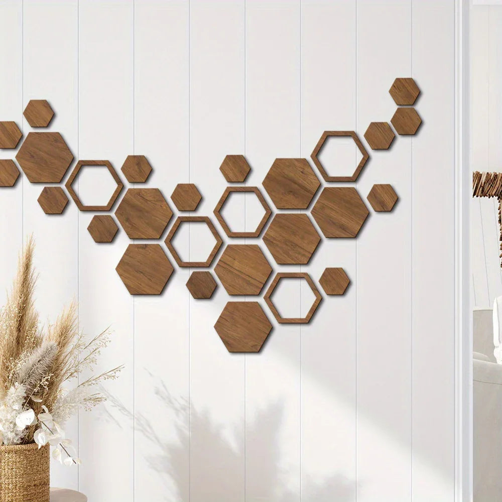 Hexagon Wood Wall Decor Brown Honeycomb Panels for Your Modern Home