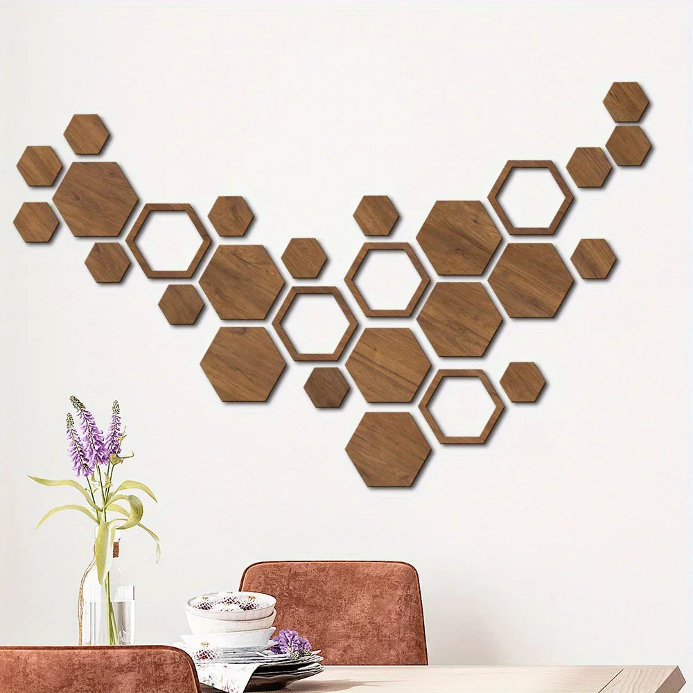 Hexagon Wood Wall Decor Brown Honeycomb Panels for Your Modern Home